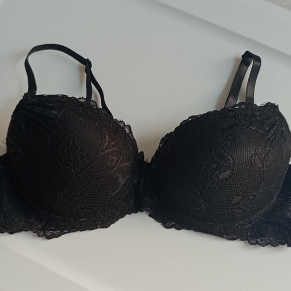 2x 34 B Nude & Black Double Pushup Lace Bra - Picture 9 of 10